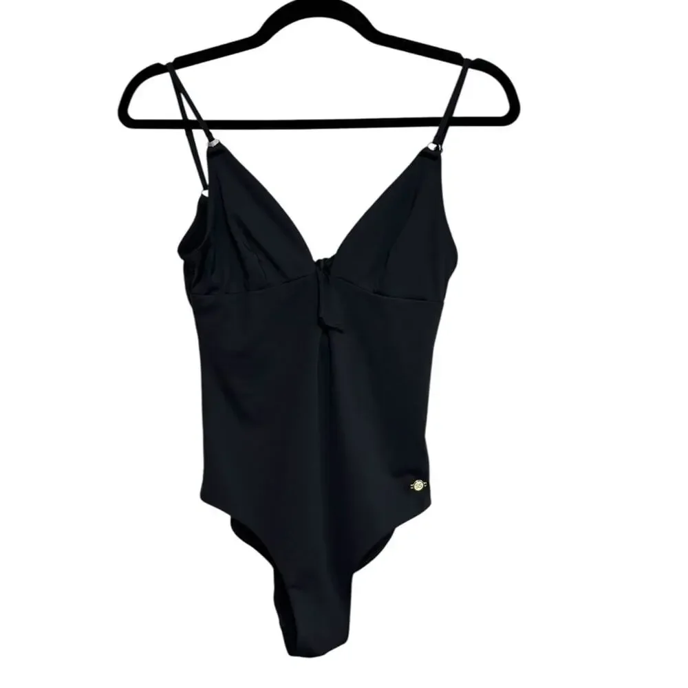 Sunseeker Tie Front One Piece Swimsuit in Black - Size 6